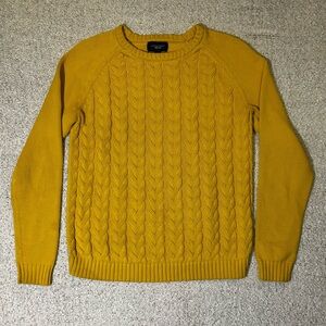 Lands’ End Yellow Drifter Cable Knit Sweater Size M